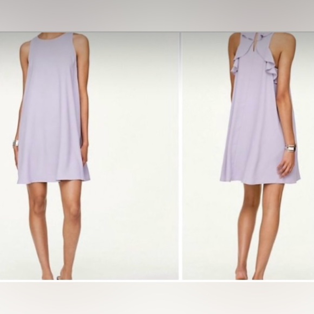 Loft Size: M Purple Sleeveless Ruffled Racer Back Swing Trapeze Dress